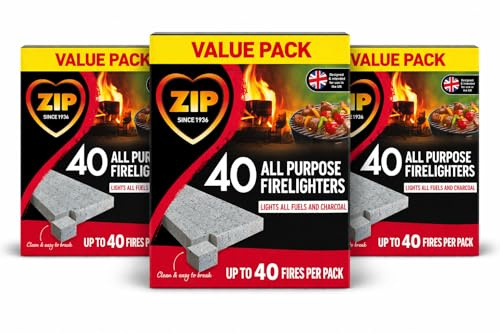 All Purpose Firelighters Value Pack - 120pc High Performance Lighter Cubes for Wood Burners, BBQs, Open Fires & Smokeless Fuel - Lights First Time