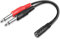 TNP 3.5mm TRS to 2 Dual 1/4 Inch TS Stereo Audio Breakout Cable Adapter - 3.5mm 1/8 Female to 1/4 6.35mm Mono TS Male Headphone Jack Plug Y Splitter Cable Combiner Connector Wire Cord 20cm/8inch
