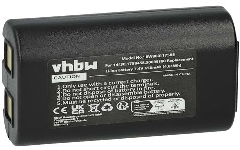 vhbw Akku Ersatz für Dymo 1758458, S0895880, S0915380, W003688 für Drucker Kopierer Scanner Etiketten-Drucker (650mAh, 7,4V, Li-Ion)