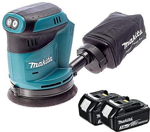 Makita DBO180Z 18V Li-ion Cordless Random Orbit Sander with 2 x 3.0Ah Batteries