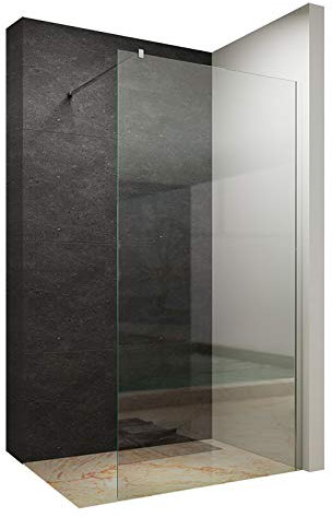 AQUABATOS 110x200cm Walk In Dusche 10mm Klarglas mit Nano Beschichtung Duschwand Glas Duschabtrennung Duschtrennwand Glastrennwand Glaswand für Duschwanne mit 90° Stabilisator