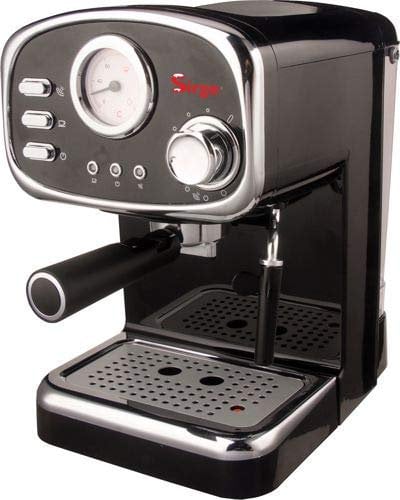 Sirge Machine à Expresso et Cappuccino Design rétro - 1100W - 3 filtres - Pompe 15 Bar [Made in Italy] - Réservoir d'eau Amovible 1,2 L