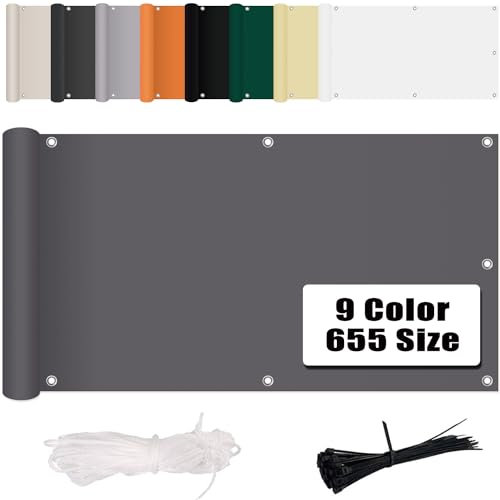 MENGH Sichtschutz Balkon 85x500cm, Balkon Verkleidung, Windschutz Sonnenschutz, in div. Größen & Farben für Gartenzaun Balkonzaun grau