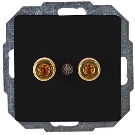 Kopp Paris Lautsprecher-Steckdose, mit Anschluss für 4mm Bananenstecker oder Lautsprecherkabel bis 16mm², IP20, schwarz, matte Oberfläche, 921550088