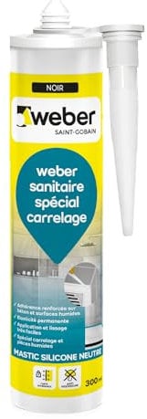 Weber Mastic silicone résistant aux moisissures, noir, 300 ml, spécial sanitaire, WEBERSEAL SANITARY