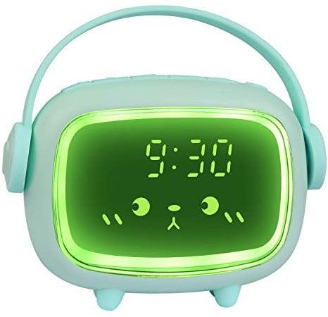 Ayybboo Réveil Enfants pour Filles Garçons,Numérique Angel Réveil avec Lumières et Fonction Snooze(Vert)