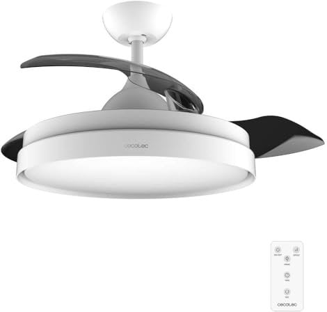 Cecotec Ventilatore da Soffitto con Luce e Pale Retrattilie EnergySilence Aero 4280 invisibile White. 40 W, diametro 106 cm, timer, 3 tonalità di luce, funzione estate-inverno