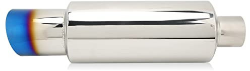 2in Einlass 3in Auslass Auspuff Schalldämpfer, Edelstahl Universal Auto Auspuff Schalldämpfer Tip Pipe 13.8in Länge Auspuff Schalldämpfer für Auto LKW Automobil