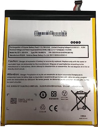 26S1014 26S1014-Y ST23 58-000181 58-000219 MC-31A0B8 1ICP4/100/118 Laptop Battery Compatible with Fire 8 7 Generation SX034QT SX0340T Series(3.8V 17.57Wh)