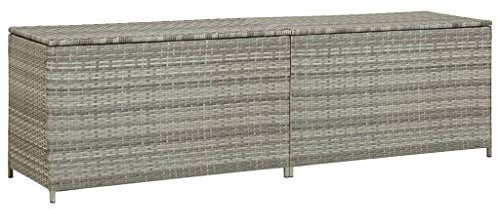 homiuse 200x50x60 cm Grau Gartenbox Poly Rattan Auflagenbox Aufbewahrungsbox Aufbewahrungstruhe Gartentruhe Kissenbox Garten Wasserdicht Kissenbox Outdoor Wasserdicht Rattan Box Gartenbox Klein