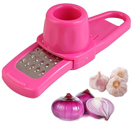 Presse-ail, hachoir à ail, hachoir à ail, hachoir à ail, râpe, presse-purée, presse-oignons, presse-gingembre, gadgets de cuisine pour la maison et la cuisine (rose)