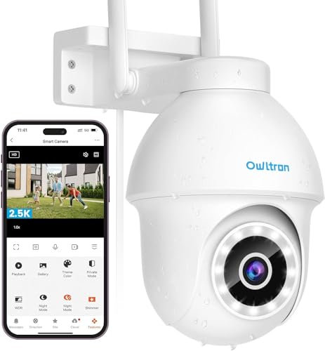 owltron 4MP Überwachungskamera Aussen 360° PTZ WLAN Kamera Outdoor Wasserdicht, Kamera Überwachung Aussen mit Automatische Verfolgung, Nachtsicht in Farbe, 2-Wege Audio