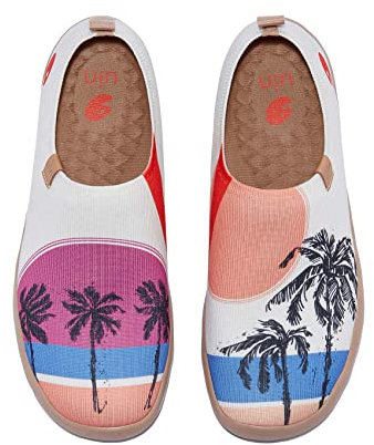 UIN Damen Kunstgemalte Reiseschuhe Slipper Casual Loafers Leichter Komfort Mode Sneaker Toledo Ⅰ Rosa Sonnenuntergang (37)