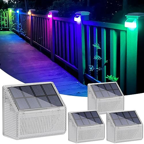 Alinana Solarlampen für Außen, RGB-Farbwechsel-Solar Wandleuchte Aussen, Wasserdicht Solarlampen geeignet für Zäune, anddekoration und Halloween und Weihnachten (4er-Pack)