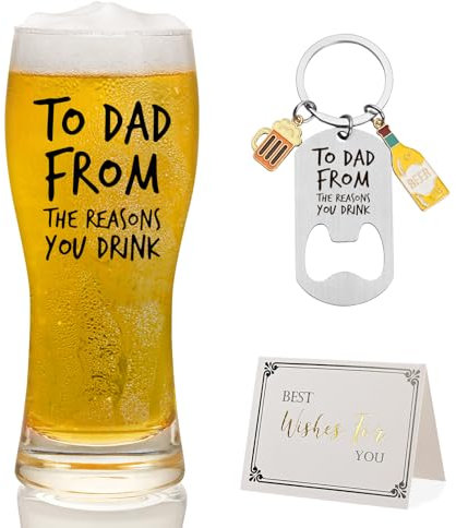 Joymaking Beer Glass Gift for Dad - The Reasons You Drink, Father's Day Gifts From Daughter Son, Funny Presents for Birthday Christmas 15oz