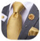 Dubulle Paisley-Krawatte und Anstecknadel für Herren, Paisley-Streifen, Blumenmuster, Einstecktuch, Manschettenknöpfe, Hochzeit, Party, Goldfarben, Medium
