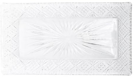 Plateau de Service en Verre au Design élégant, Plateau pour Buffets et Repas, Grand Plat Rectangulaire pour Présentation de Nourriture, Couverts à Gâteaux, Style Occidental,