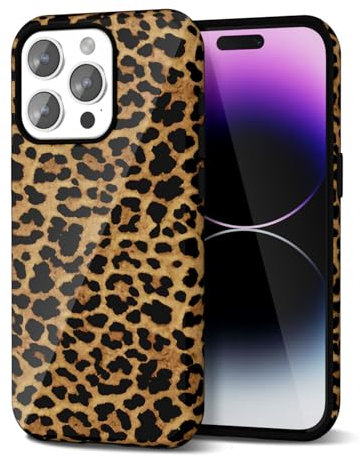 Svanove Cheetah Print Phone Case for iPhone 14 Pro Max Case Girly Trendy Leopard Pattern, Retro Cool Animal Print, Luxury Cute Case for Women, Aesthetic Y2k Hard Shell Plastic, Brown Fall
