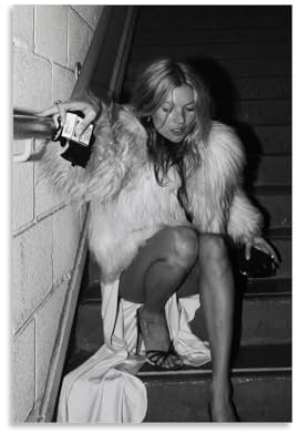CHIMOSHEJI Kate Moss Poster, Schwarz-Weiß-Kunstposter, Wandkunst, dekoratives Gemälde, Schlafzimmer, Malposter, 30 x 45 cm, ungerahmter Stil