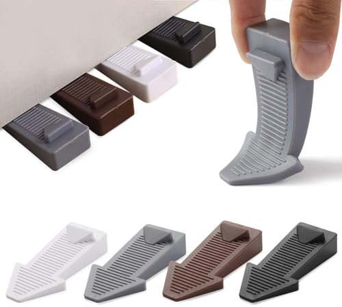 Door Stoppers for Floor, 4 Pcs Door Wedges Indoors Rubber Door Stop Anti Skid Doorstops Wedge Durable Door Holder for Living Room Bedroom Kitchen