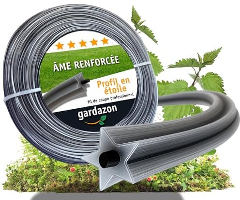 Gardazon Hilo desbrozadora Reforzado 2mm – 50m (Perfil en Estrella) – Atención: Extremadamente Afilado – Hilo Trenzado desbrozadora – Hilo para cortabordes