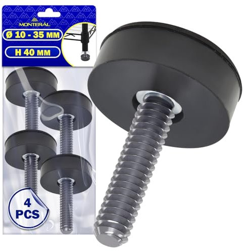 4 Piezas Patas Niveladora de Goma para Lavadora Diámetro Base Ø 35 mm Altura 40 mm Rosca Ø 10 mm - MONTERAL