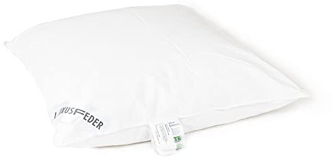 Luxusfeder Kopfkissen 80x80cm 30% Daunen 70% Federn 900g - Schlafkissen Bezug aus 100% Baumwolle - Daunenkissen - Federkissen Öko-Tex Made in Germany