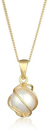 Elli Premium Halskette Damen mit Anhänger Spirale Synthetische Perle