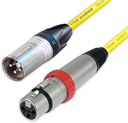 Switched Neutrik XLR to XLR Cables. Van Damme Balanced Cable. NC3FXS Mic Leads (40m, Yellow)
