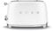 Smeg, 2x2 TSF01WHMEU -Toaster, 2 Schlitze für 2 Scheiben, 6 Vergoldungsniveaus, Heizfunktion, Abtau- und Bagel- Funktion, Sammelschublade, 950W, Weiß Matt