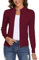 Aottori Women's Zip Up Cardigan Lightweight Long Sleeve Knitted Jumper Cardigans Casual Open Front Solid Knitwear for Ladies Wine Red S