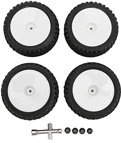RC Wheels Reifen, 4 Stück RC Vorderrad Hinterreifen und Räder mit 12 Mm Sechskant für 1/10 RC Offroad Auto Upgrade Teile(Weiß)