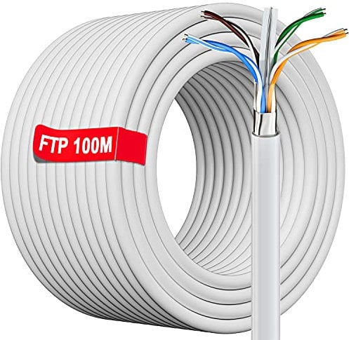100 metros Cable Ethernet, Cable rj45 100 metros Impermeables para Exteriores Cable de red 100m Alta Velocità | FTP 23AWG Blindado Gigabit Anti-jamming | Cat 6 Cable de instalación para Router Switch
