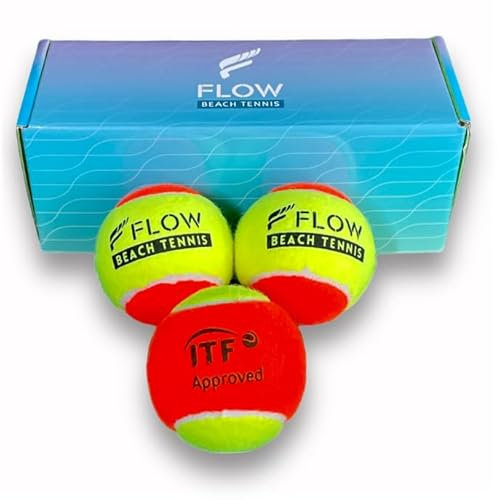Flow Beach Tennis Beach Tennis Balls, ITF Approved Beach Tennis Balls, (Pack with 3), Low Compression, Sand Court Balls for Beach Tennis , (3 Balls Pack)