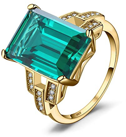 JewelryPalace 5.9ct Smaragdschliff Simulierter Smaragd Ring mit Grün Stein Schmuck Set - Verlobungs- und Cocktailring 925 Silber für Damen - Zirkonia Rosegold