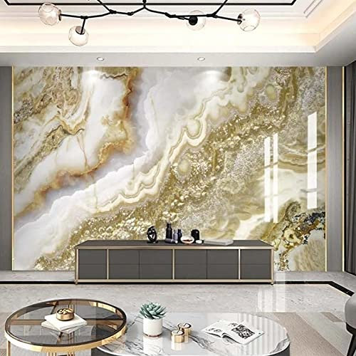 XAONUO Or Tapisserie Murales Papier Peint 3D Or Texture Marbre Peinture Murale 3D Tapisserie Photo 400X280Cm Poster Tableaux Muraux Salon Chambre Bureau Couloir Mural Décoration