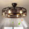 Depuley 26 Ceiling Fan with Lights and Remote Control,Industrial Vintage Ceiling Fans with 6 Led Bulbs, Farmhouse Big Caged Fan Light Ceiling for Kitchen,Bedroom, Dining Room, Matte Black