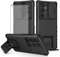 Asuwish Phone Case for Samsung Galaxy S23 Ultra 5G with Tempered Glass Screen Protector and Slide Camera Cover Kickstand Stand Slim Protective Cell S23Ultra 23S S 23 23Ultra 6.8 inch Women Men Black
