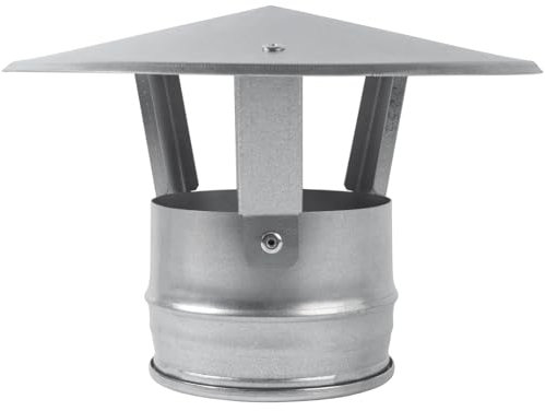 Vent systems 100 mm Schornstein Rauchrohr Abdeckung - Verzinkter Stahl Ofenrohr Deckel/Schornsteinabdeckung mit Regenhaube - Kamin Abgasrohr Abdeckung - Schornsteinhaube mit Hut für Aussen