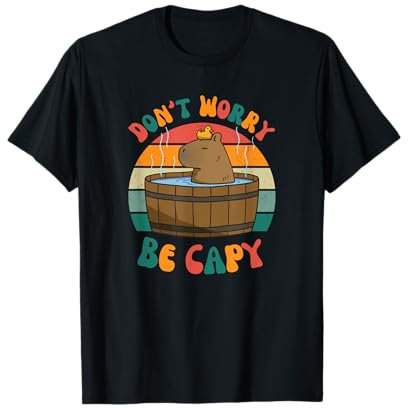 Capybara Don't Worry Be Capy Lustiges süßes Capybara im Retro-Look T-Shirt