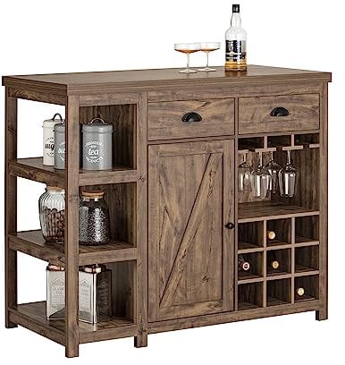 SoBuy SVW20-N Kücheninsel freistehend Küchenschrank Highborad Kommode Schrank Sideboard Bartisch Esstisch Buffet Vintage Industrie-Design BHT ca: 110x95x55cm