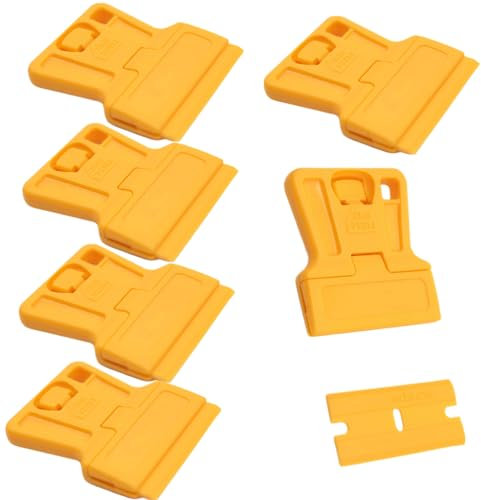 GHYJHS 6 Pcs Double Edged Plastic Razor Blade Scrapers Knife for Scraping Labels and Decals Sticker from Glass, 1.6 in Windshields and Auto Window Tint Vinyl Tool Application