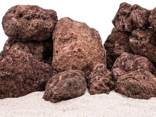 AquaOne Aquarium Steine Rote Lavasteine I Natursteine Lava Gr.L 1 Stück 1,5-4,0kg I Aquascaping Gestein für Tank I Lavagestein Dekoration Aquascape Deko