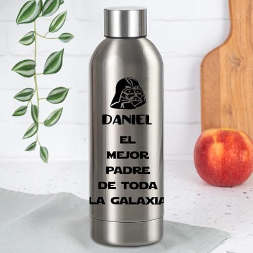 Wanapix | Botella Agua Personalizada | Regalo Día del Padre | Acero Inoxidable | Botella Térmica | 800ml | Regalo Original Hombre | El mejor papá