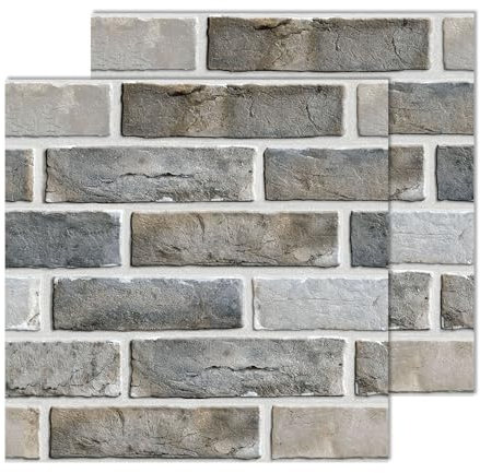 SenaiMy 10 Piezas Papel Pintado Piedra, Paneles Pared Autoadhesivos, Papel Tapiz de Ladrillo 3D, Papel Pintado Ladrillo, Revestimiento de Pared para Cocina, Dormitorio, Salón, Revestimiento, Paredes