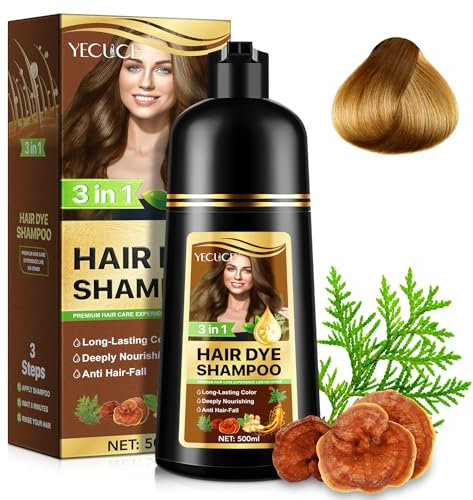 Shampoo per tinture per capelli castano scuro, shampoo per colorazioni naturali istantanee per capelli Shampoo per tinture per capelli 3 in1,tintura per capelli a lunga durata, copertura al 100%,500ml