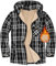 Xnova Herren Thermohemd Jacke Fleecefutter mit Kapuze, Casual Reißverschluss Karierte Mantel Langarm, Winterjacke Kapuzenpullover Flanellhemd Warm Holzfällerhemd Arbeitshemd Hoodie (Schwarz, L)
