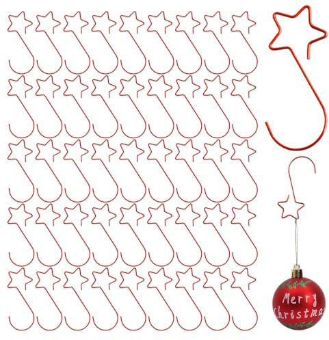 ZDQC 60 Stück Weihnachten Haken,S-Förmiger Haken,Haken Für Weihnachtsschmuck,Weihnachtsbaum Haken,Socken Haken,Haken Mini,Weihnachtsdekorationen,Haken Für Weihnachtskugeln (Rot)