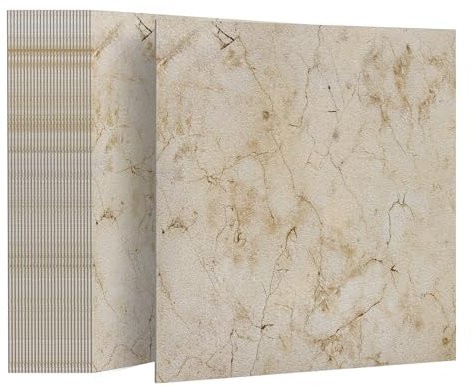 SUBTLETY 30x30cm PVC Bodenbelag Set 54 Stück Selbstklebend Vinylboden Stein Optik Bodenfliesen Wasserfeste Laminat Klebefliesen Bodenaufkleber für 5,02㎡ Küchen Wohnzimmer Balkon (Motive E)