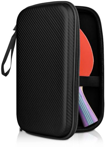 WANDGU Custodia impermeabile per racchetta da ping pong, in materiale composito EV, custodia rigida per racchetta da ping pong, custodia per attrezzi da fitness (motivo tappetini in paglia) nero)